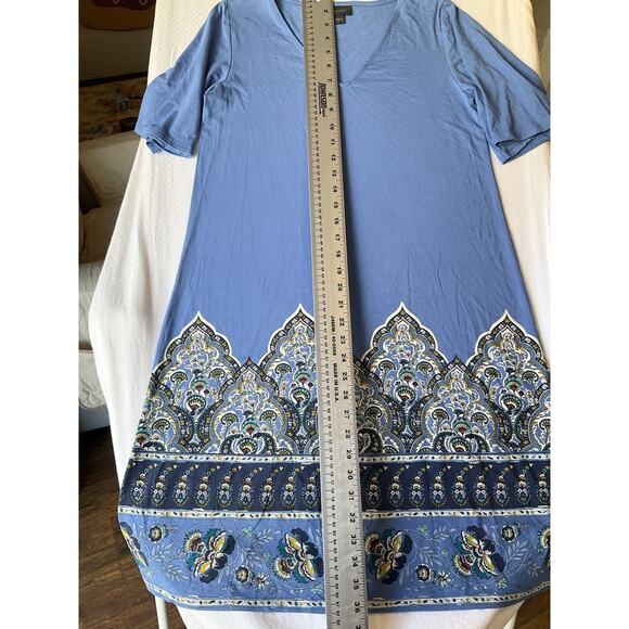 J. Jill Women Dress XS Blue Geometric Shift Wearever Collection Short Sleeve - Picture 7 of 9